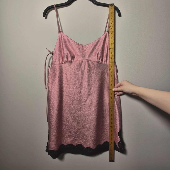 Anna Sui Bubble Gum Pink Whimsigoth Fairy Metallic Faux Leather Mini Dress US 12 - Picture 11 of 14